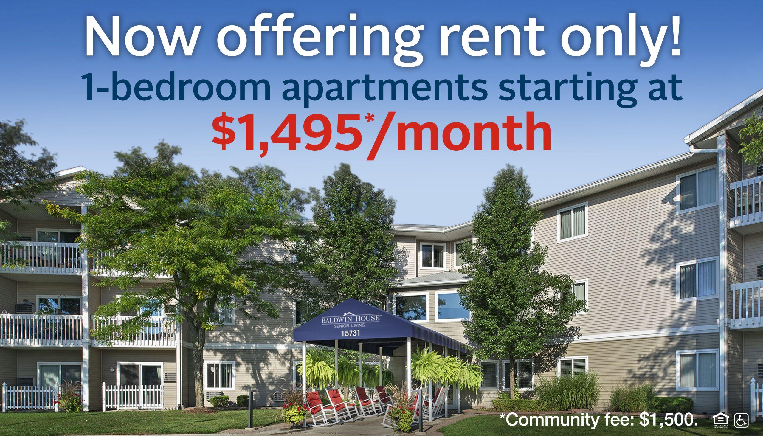 Rent only 1 bedroom apartments starting at $1,495 per month